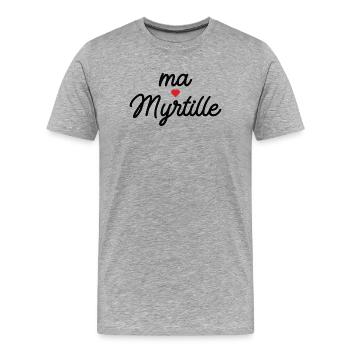 Ma Myrtille (d'Amour) Coeur Script - T-shirt bio Premium Homme - gris chiné - Devant - Damien (186cm)