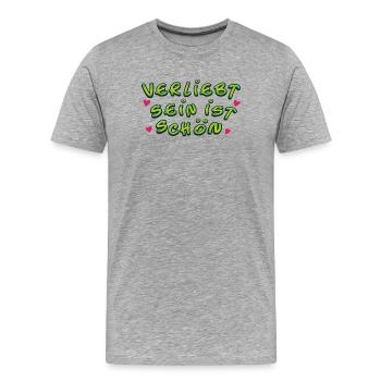Être amoureux, c’est beau - T-shirt bio Premium Homme - gris chiné - Devant - Damien (186cm)