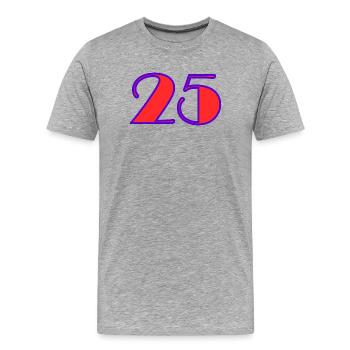 25. 25 ANS. 25e ANNIVERSAIRE. ANNIVERSAIRE 25 ANS. - T-shirt bio Premium Homme - gris chiné - Devant - Damien (186cm)