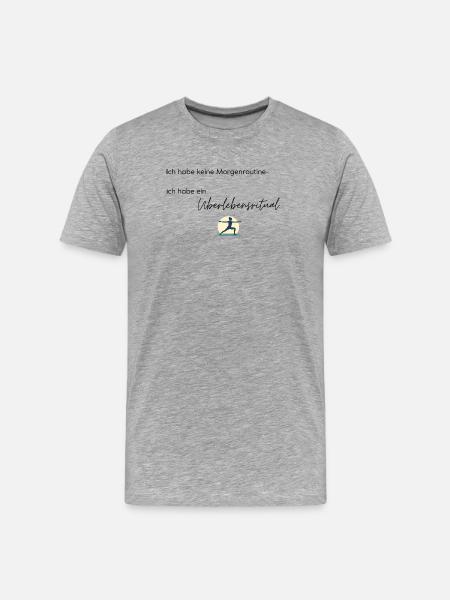 LIEBEVOLL Morgenroutine Yoga - Männer Premium Bio T-Shirt - Grau meliert
