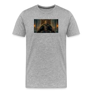 Der gealterte Beowulf herrscht als weiser König - Männer Premium Bio T-Shirt - Grau meliert - Vorne - Damien (186cm)