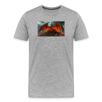 Un dragon menace le royaume paisible de Beowulf - T-shirt bio Premium Homme - gris chiné - Devant - Damien (186cm)