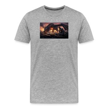 Beowulf stirbt, nachdem er den mächtigen Drachen getötet hat - Männer Premium Bio T-Shirt - Grau meliert - Vorne - Damien (186cm)