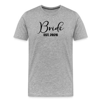 Minimalismus-Braut 2026 - Männer Premium Bio T-Shirt - Grau meliert - Vorne - Damien (186cm)