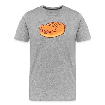 Cute Pig Baguette Bread Loaf - Men's Premium Organic T-Shirt - heather grey - Front - Damien (186cm)