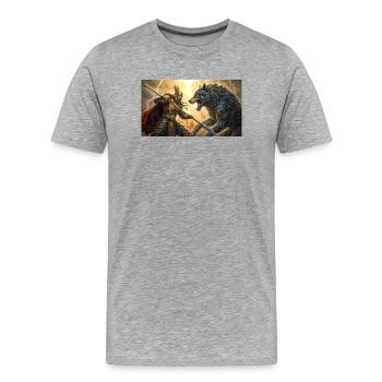 Odin Faces Fenrir in Final Battle ragnarök norse s - Men's Premium Organic T-Shirt - heather grey - Front - Damien (186cm)