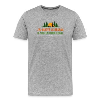 J’ai quitté les réseaux je suis en mode loca - T-shirt bio Premium Homme - gris chiné - Devant - Damien (186cm)