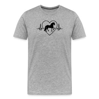 Pferde Shirt, Friesenpferd Friesländer Friesland - Männer Premium Bio T-Shirt - Grau meliert - Vorne - Damien (186cm)