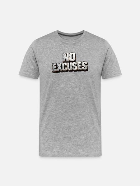 No excuses: hard metal text - Men's Premium Organic T-Shirt - heather grey