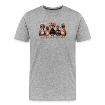 Coole WachtelBande | Lustiges Federvieh mit Brille - Männer Premium Bio T-Shirt - Grau meliert - Vorne - Damien (186cm)