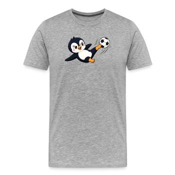 Dessins dessinés dessinés de dessins dessinés du joueur de football Pingouin mignon - T-shirt bio Premium Homme - gris chiné - Devant - Damien (186cm)