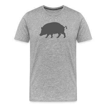 Silhouette de sanglier sauvage dans le style tribal - T-shirt bio Premium Homme - gris chiné - Devant - Damien (186cm)