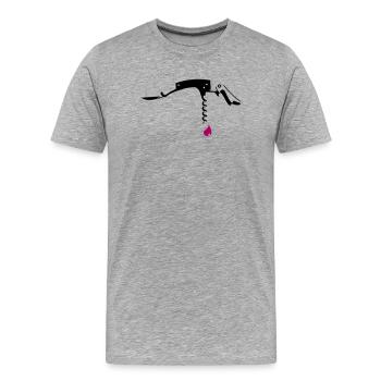 Couteau de serveur avec des gouttes - T-shirt bio Premium Homme - gris chiné - Devant - Damien (186cm)