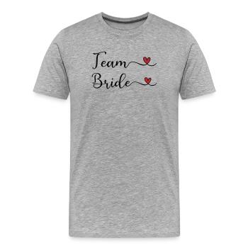Team Bride mignonne typographie manuscrite avec un cœur - T-shirt bio Premium Homme - gris chiné - Devant - Damien (186cm)