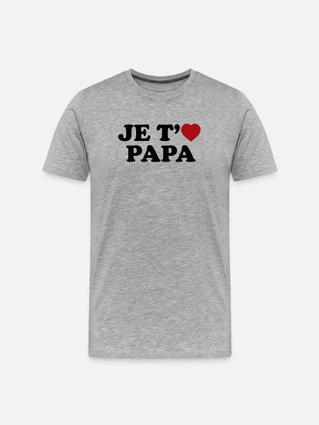 Je t'aime Papa - T-shirt bio Premium Homme - gris chiné