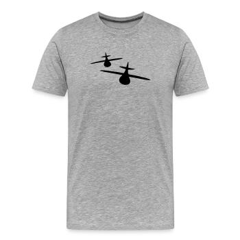 Zwei Flugzeuge - Männer Premium Bio T-Shirt - Grau meliert - Vorne - Damien (186cm)