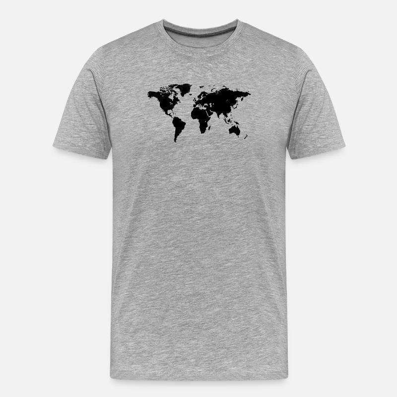 World Map - Männer Premium Bio T-Shirt - Grau meliert
