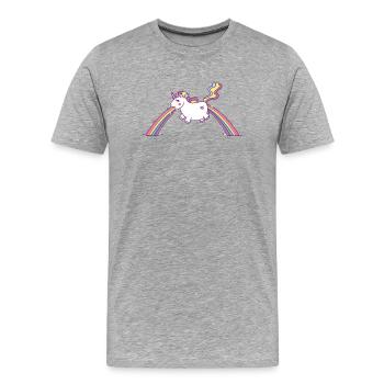 Kotzendes Einhorn, Regenbogen Kotze - Männer Premium Bio T-Shirt - Grau meliert - Vorne - Damien (186cm)