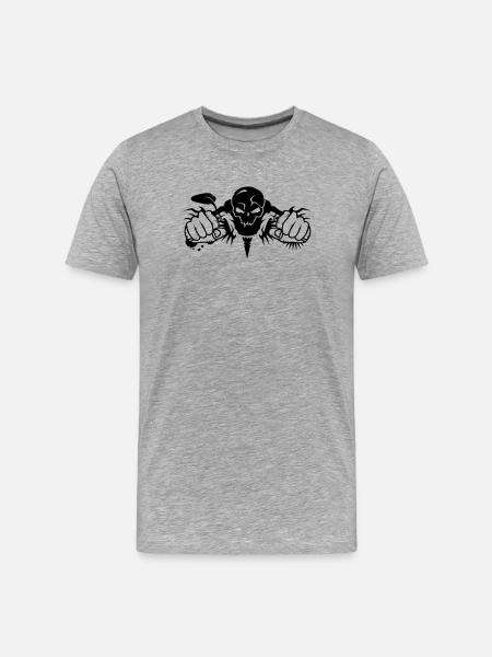 Skull Motorcycle - Men's Premium Organic T-Shirt - heather grey