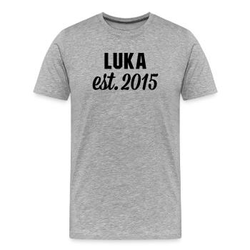 Luka est 2015 - Männer Premium Bio T-Shirt - Grau meliert - Vorne - Damien (186cm)