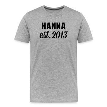 Hanna est 2013 - Männer Premium Bio T-Shirt - Grau meliert - Vorne - Damien (186cm)