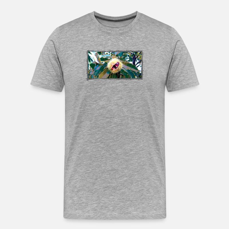 Kastanie in spitzen Blätterdesign - Männer Premium Bio T-Shirt - Grau meliert