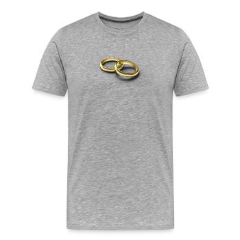 anneaux de mariage - T-shirt bio Premium Homme - gris chiné - Devant - Damien (186cm)