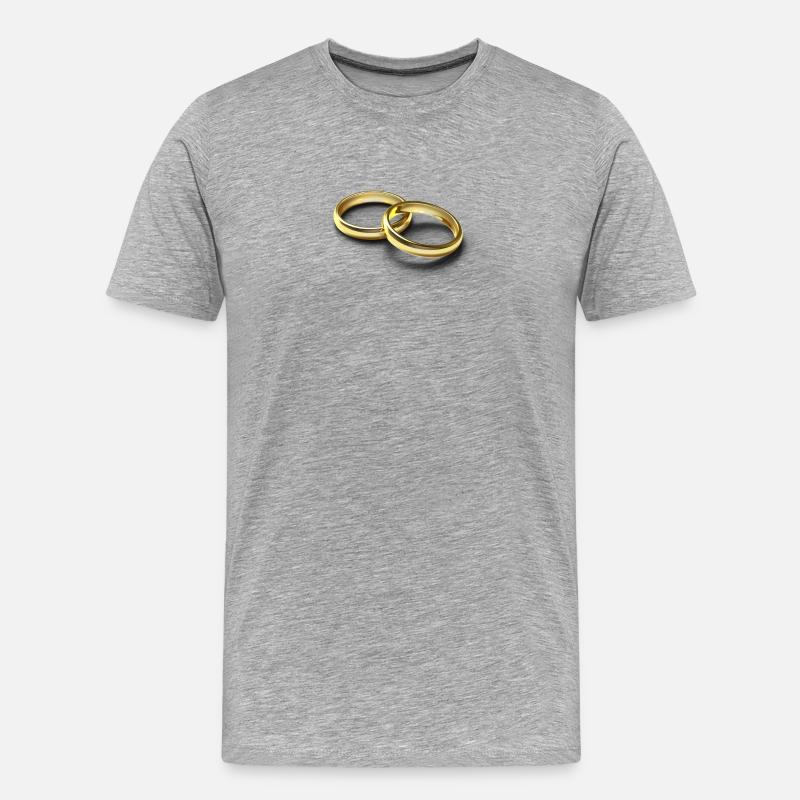 Goldene Ringe Hochzeitsthema - Männer Premium Bio T-Shirt - Grau meliert