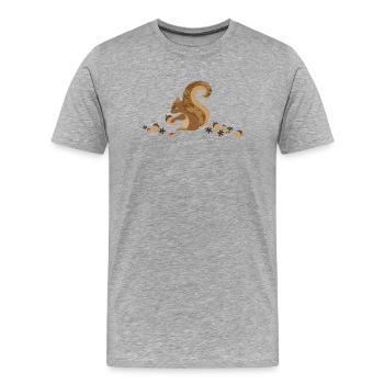 Ein Eichhörnchen mit einer Eichel - Männer Premium Bio T-Shirt - Grau meliert - Vorne - Damien (186cm)