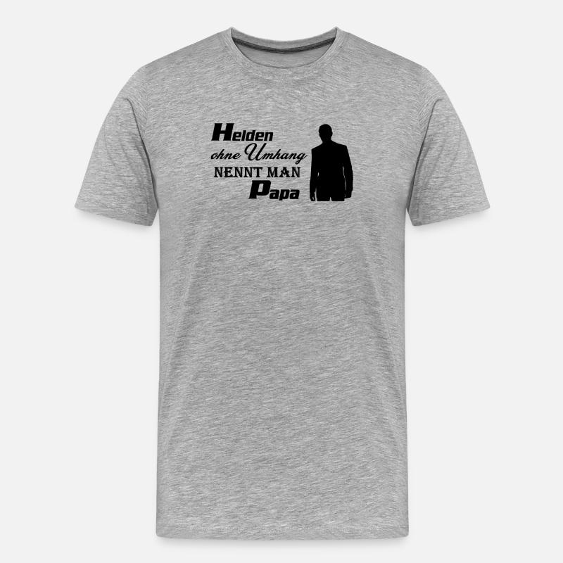 Helden Papa - Männer Premium Bio T-Shirt - Grau meliert