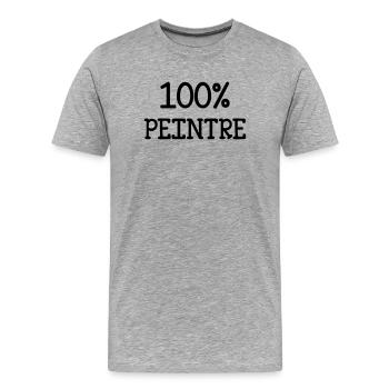 100% Peintre - T-shirt bio Premium Homme - gris chiné - Devant - Damien (186cm)