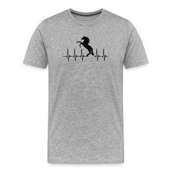 EKG, pferd, Pferde, Pferdeliebhaber, reiten, horse - Männer Premium Bio T-Shirt - Grau meliert - Vorne - Damien (186cm)