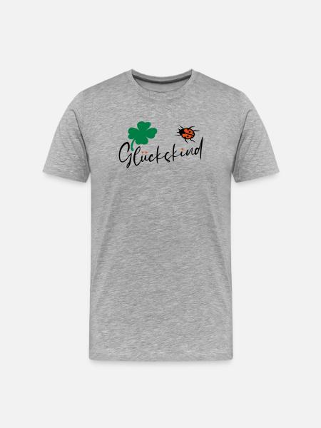 Glückskind Kleeblatt Glück - Männer Premium Bio T-Shirt - Grau meliert