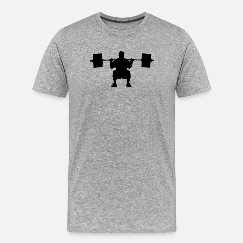 Gewichtheber Schattenfigur - Männer Premium Bio T-Shirt - Grau meliert