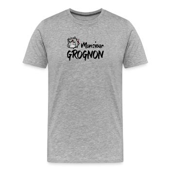 Herr GROGNON - Männer Premium Bio T-Shirt - Grau meliert - Vorne - Damien (186cm)