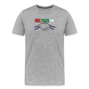 Free Palestina Chain Break Symbol - Men's Premium Organic T-Shirt - heather grey - Front - Damien (186cm)