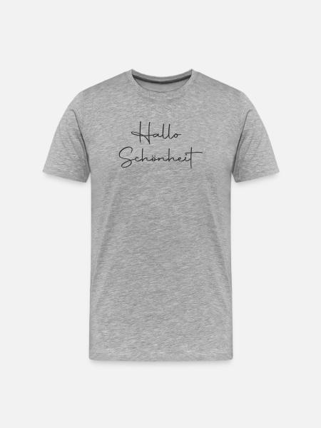 Hallo Schönheit - Männer Premium Bio T-Shirt - Grau meliert