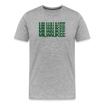 Motif de grille Milwaukee - T-shirt bio Premium Homme - gris chiné - Devant - Damien (186cm)