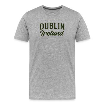 Dublin Irland Script Typografie - Männer Premium Bio T-Shirt - Grau meliert - Vorne - Damien (186cm)