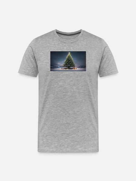 Winterlicher Weihnachtsbaum mit Geschenken - Männer Premium Bio T-Shirt - Grau meliert