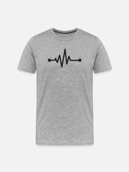 PulseLine Heartbeat-Grafik - Männer Premium Bio T-Shirt - Grau meliert