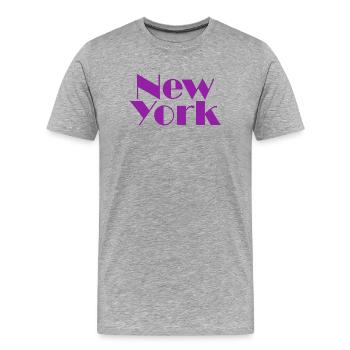 NEW YORK-Purple Broadway - T-shirt bio Premium Homme - gris chiné - Devant - Damien (186cm)