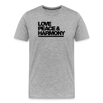 Typo Love Peace Harmony 1C - T-shirt bio Premium Homme - gris chiné - Devant - Damien (186cm)