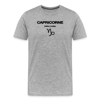 CAPRICORNE ELEGANT Signe capricorne - T-shirt bio Premium Homme - gris chiné - Devant - Damien (186cm)