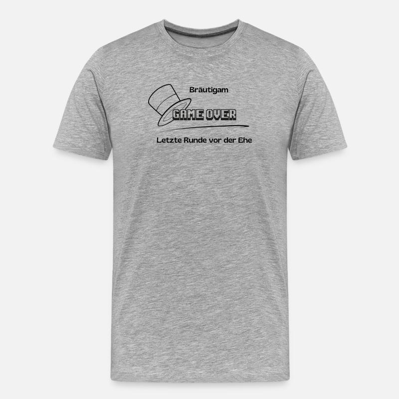 Bräutigam Game Over - Männer Premium Bio T-Shirt - Grau meliert