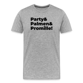 Party Palmen Promille - Männer Premium Bio T-Shirt - Grau meliert - Vorne - Damien (186cm)