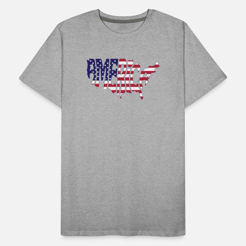 Conception de la carte du drapeau américain T-shirt bio Premium Homme