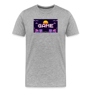 Retro Pixel Game Sunset Design - Männer Premium Bio T-Shirt - Grau meliert - Vorne - Damien (186cm)