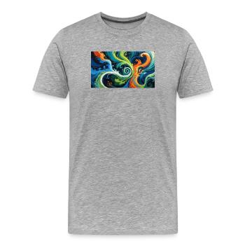 Tourbillon artistique de couleurs - T-shirt bio Premium Homme - gris chiné - Devant - Damien (186cm)