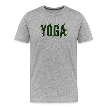 Yoga Grün Strukturiertes Laub - Männer Premium Bio T-Shirt - Grau meliert - Vorne - Damien (186cm)